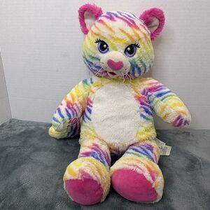 Rainbow Tiger Striped Cat Kitty Build-A -Bear BABW Plush Stuffed Animal